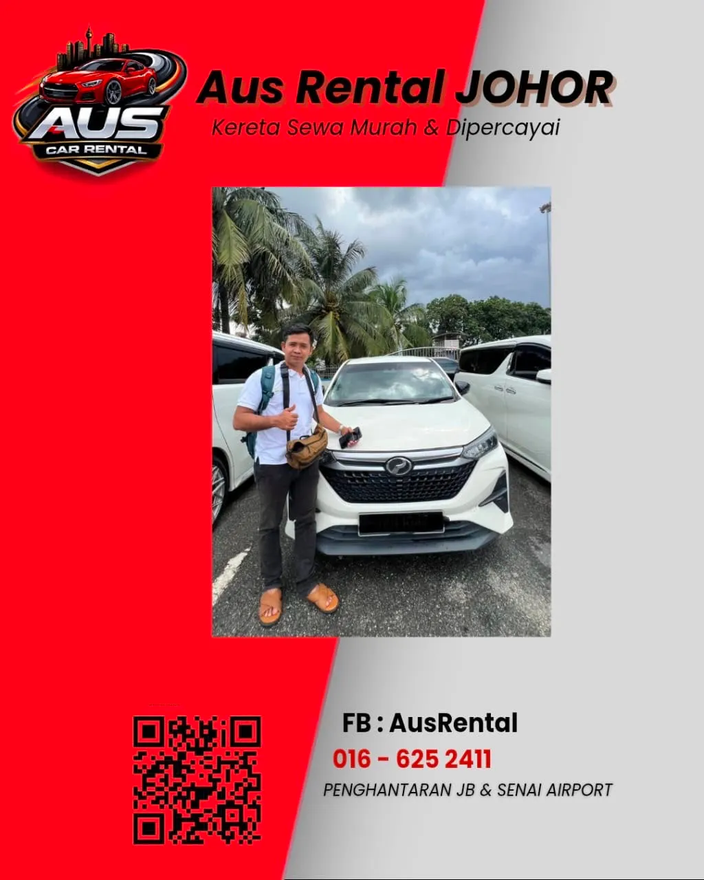 Pelanggan AUS Car Rental bersama kereta sewa 5