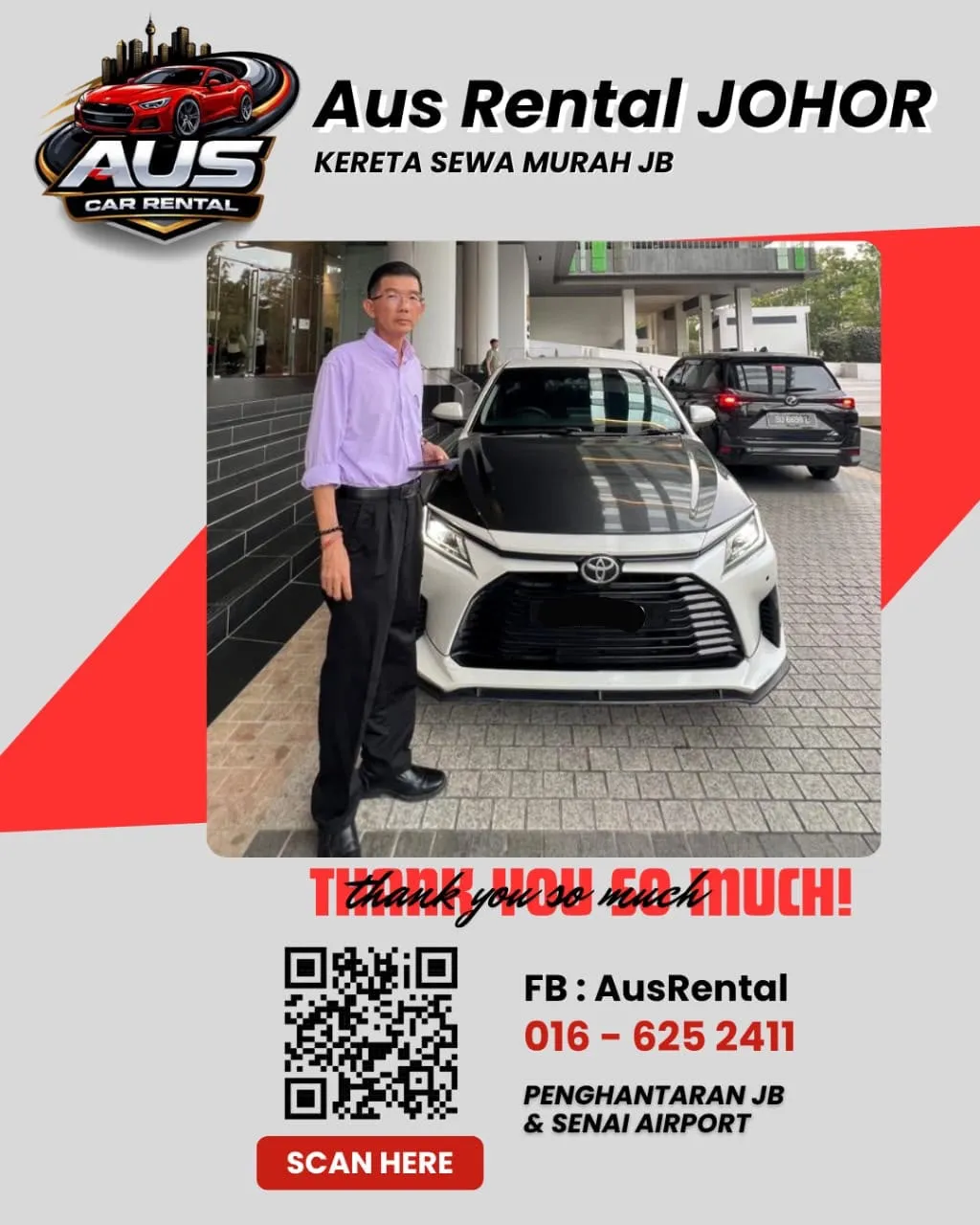 Pelanggan AUS Car Rental bersama kereta sewa 6